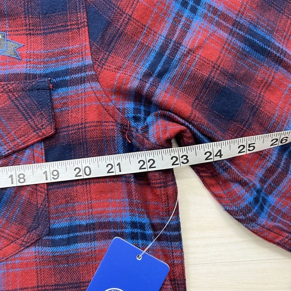 Hurley Shirt Mens LARGE Red & Blue Plaid Flannel Button Up Front Pockets Logo - Picture 13 of 15